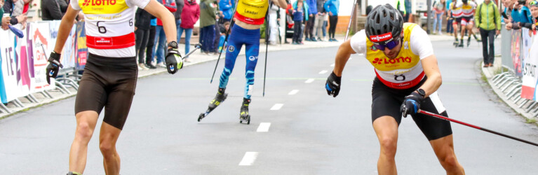 Zieleinlauf bei den Herren: Rydzek siegt hauchdünn.