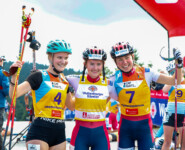 Die drei erstplatzierten Damen: (l-r) Ema Volavsek (SLO), Gyda Westvold Hansen (NOR), Mari Leinan Lund (NOR).