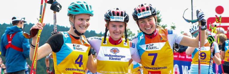 Die drei erstplatzierten Damen: (l-r) Ema Volavsek (SLO), Gyda Westvold Hansen (NOR), Mari Leinan Lund (NOR).