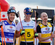 Die drei Erstplatzierten: (l-r) Mario Seidl (AUT), Vinzenz Geiger (GER), Ilkka Herola (FIN).