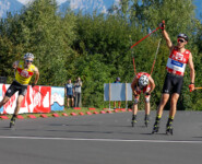 Ein knapper Zieleinlauf: Ilkka Herola (FIN), Martin Fritz (AUT) und Mario Seidl (AUT) blieben innerhalb einer Sekunde.