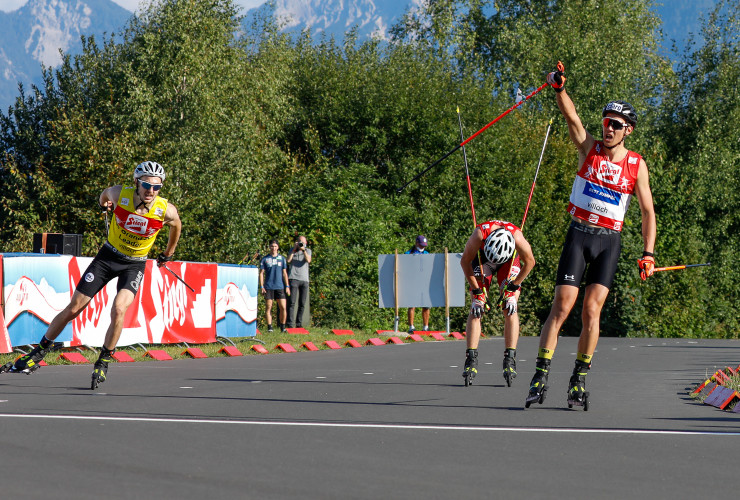 Ein knapper Zieleinlauf: Ilkka Herola (FIN), Martin Fritz (AUT) und Mario Seidl (AUT) blieben innerhalb einer Sekunde.