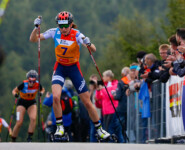 Mari Leinan Lund bei der Bergankunft