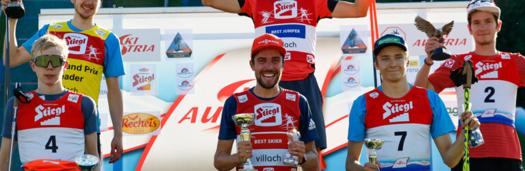 Das Podium der Tageswertung der Herren: Jens Oftebro (NOR), Ilkka Herola (FIN), Johannes Rydzek (GER), Mario Seidl (AUT), Eero Hirvonen (FIN), Martin Fritz (AUT).