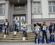 Das Podium der Herren im Einzel: Terence Weber (GER), Johannes Rydzek (GER), Fabian Rießle (GER), Manuel Faißt (GER), Julian Schmid (GER), Eric Frenzel (GER) (l-r).