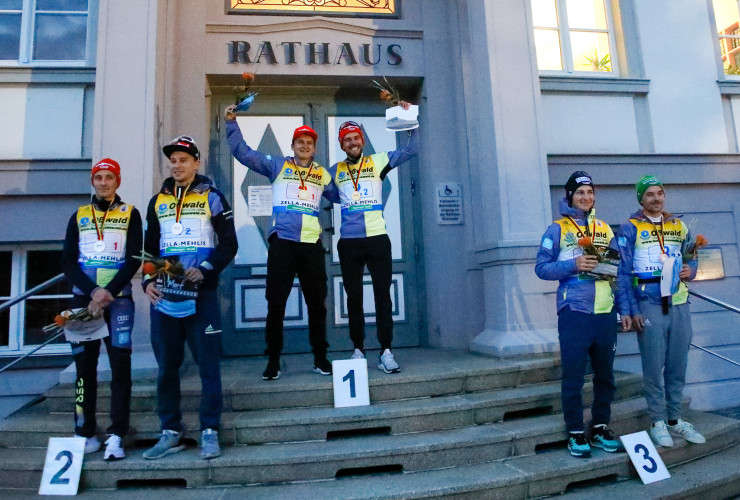 Das Podium vom Teamsprint: Bayern siegt vor Sachsen und Baden-Württemberg.