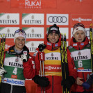 Das erste Podium der Saison: Johannes Lamparter (AUT), Jarl Magnus Riiber (NOR), Jens Luraas Oftebro (NOR), (l-r).