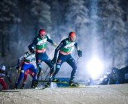 Auf dem Weg aufs Podium: Terence Weber und Eric Frenzel.