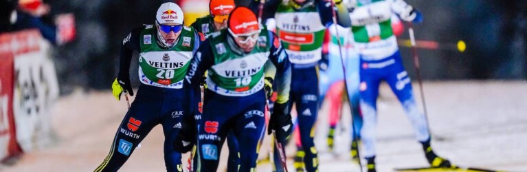 Ein deutscher D-Zug: Frenzel, Geiger, Rydzek und Schmid mit Herola auf der Aufholjagd.