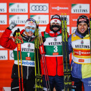 Die Sieger der Ruka Tour: Johannes Lamparter (AUT), Jarl Magnus Riiber (NOR), Jens Luraas Oftebro (NOR), (l-r).