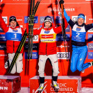 Das Podium beim Weltcupauftakt: Mari Leinan Lund (NOR), Gyda Westvold Hansen (NOR), Annika Sieff (ITA), (l-r).