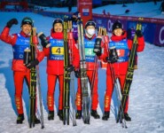 Platz drei erkämpft: Akito Watabe (JPN), Yoshito Watabe (JPN), Ryota Yamamoto (JPN), Sora Yachi (JPN), (l-r).