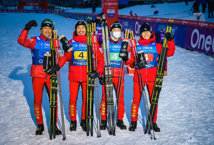 Platz drei erkämpft: Akito Watabe (JPN), Yoshito Watabe (JPN), Ryota Yamamoto (JPN), Sora Yachi (JPN), (l-r).