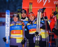 Platz zwei im Teamevent: Manuel Faisst (GER), Vinzenz Geiger (GER), Eric Frenzel (GER), Terence Weber (GER), (l-r).
