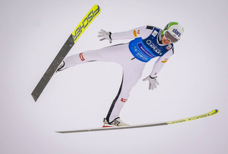 Mario Seidl wird Dritter des Springens in Lillehammer.