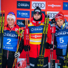 Das Podium: Johannes Lamparter (AUT), Jarl Magnus Riiber (NOR), Eric Frenzel (GER), (l-r).