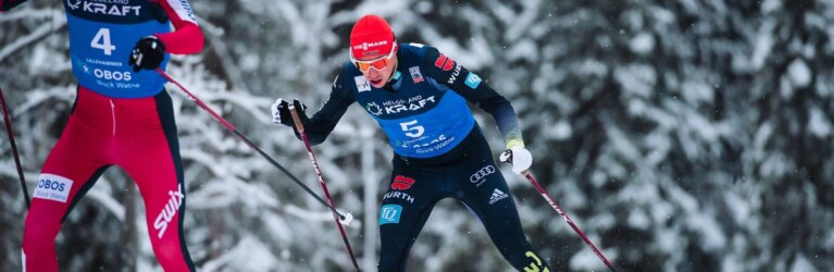 Eric Frenzel überholt Jens Luraas Oftebro.