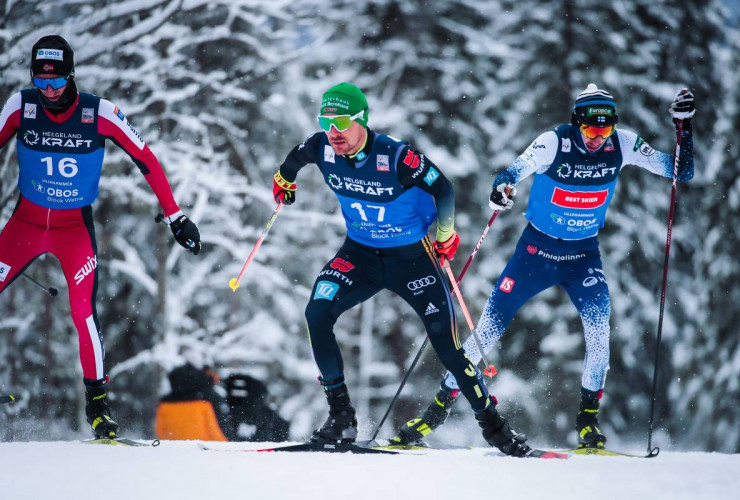 Fabian Rießle im Zweikampf mit Ilkka Herola. Der Finne setzte sich im Foto-Finish durch.