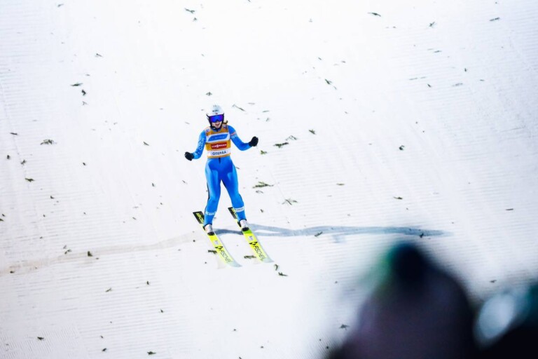 Siegerschrei: Gyda Westvold Hansen freut sich über ihren Sprung.