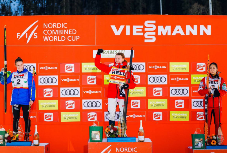 Das Podium: Ema Volavsek (SLO), Gyda Westvold Hansen (NOR), Yuna Kasai (JPN), (l-r).