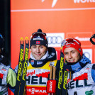 Das Podium: Vinzenz Geiger (GER), Jarl Magnus Riiber (NOR), Eric Frenzel (GER), (l-r).