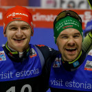 Strahlende Gesichter auf dem Podium: Julian Schmid und Fabian Rießle.