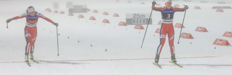 Zielsprint zwischen Marte Leinan Lund und Ida Hagen.