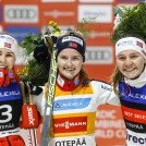 Das Podium der Damen: Ida Marie Hagen (NOR), Gyda Westvold Hansen (NOR), Marte Leinan Lund (NOR), (l-r).