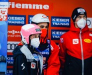Annalena Slamik, Lukas Greiderer und Martin Fritz lagen während des Springens zwischenzeitlich in Führung.