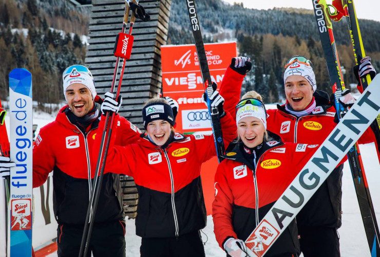 Freude auch bei Team Österreich: Lukas Greiderer (AUT), Lisa Hirner (AUT), Annalena Slamik (AUT), Martin Fritz (AUT).