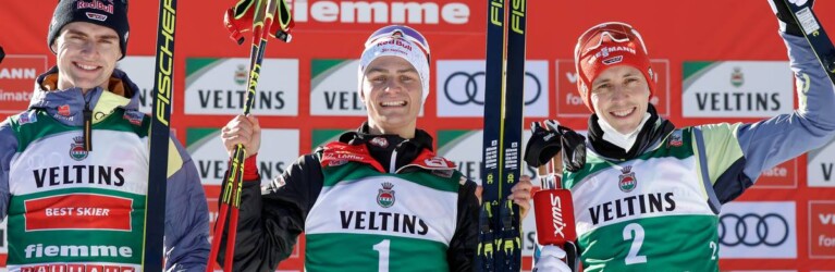 Das Podium: Vinzenz Geiger (GER), Johannes Lamparter (AUT), Eric Frenzel (GER), (l-r).