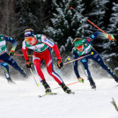 Rasant um die Kurve: (l-r), Manuel Faisst (GER), Espen Andersen (NOR), Fabian Riessle (GER)