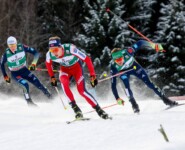 Rasant um die Kurve: (l-r), Manuel Faisst (GER), Espen Andersen (NOR), Fabian Riessle (GER)