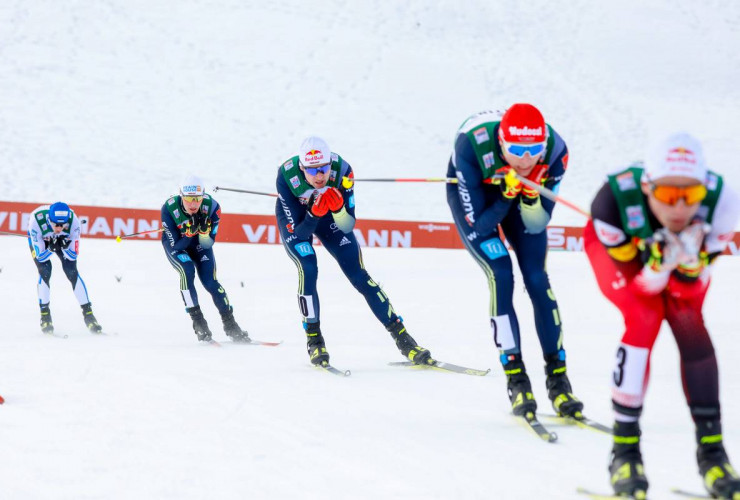 Schneller Zug an der Spitze: (l-r), Kristjan Ilves (EST), Manuel Faisst (GER), Vinzenz Geiger (GER), Terence Weber (GER), Johannes Lamparter (AUT).