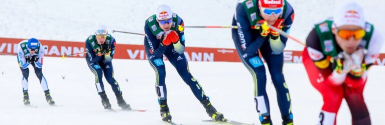 Schneller Zug an der Spitze: (l-r), Kristjan Ilves (EST), Manuel Faisst (GER), Vinzenz Geiger (GER), Terence Weber (GER), Johannes Lamparter (AUT).