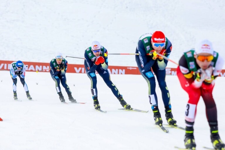 Schneller Zug an der Spitze: (l-r), Kristjan Ilves (EST), Manuel Faisst (GER), Vinzenz Geiger (GER), Terence Weber (GER), Johannes Lamparter (AUT).