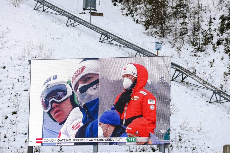Aufgrund des Aufwindes wurde der Anlauf mehrfach verkürzt.