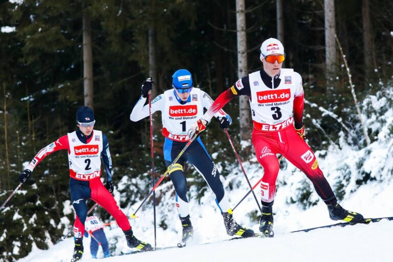 Das Führungstrio: Ryota Yamamoto (JPN), Kristjan Ilves (EST), Johannes Lamparter (AUT), (l-r).
