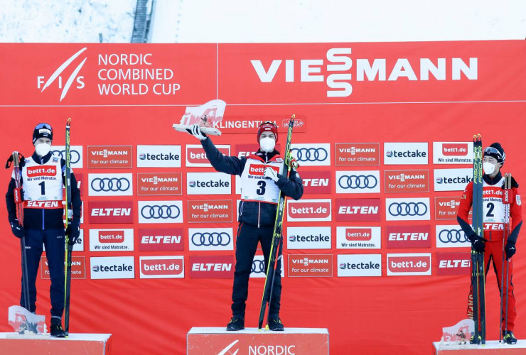 Das Podium: Kristjan Ilves (EST), Johannes Lamparter (AUT), Ryota Yamamoto (JPN), (l-r).