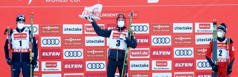 Das Podium: Kristjan Ilves (EST), Johannes Lamparter (AUT), Ryota Yamamoto (JPN), (l-r).
