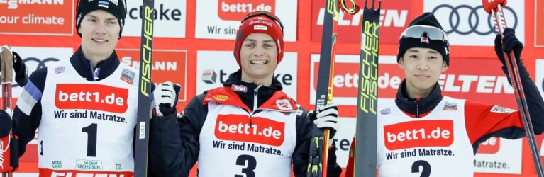 Das Podium: Kristjan Ilves (EST), Johannes Lamparter (AUT), Ryota Yamamoto (JPN), (l-r).