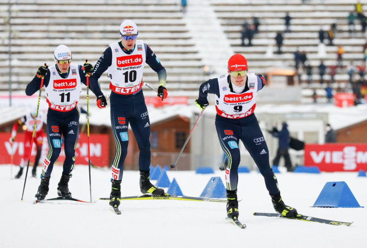 Ein deutsches Trio: (l-r), Manuel Faisst (GER), Vinzenz Geiger (GER), Julian Schmid (GER).