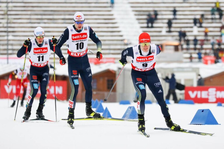 Ein deutsches Trio: (l-r), Manuel Faisst (GER), Vinzenz Geiger (GER), Julian Schmid (GER).