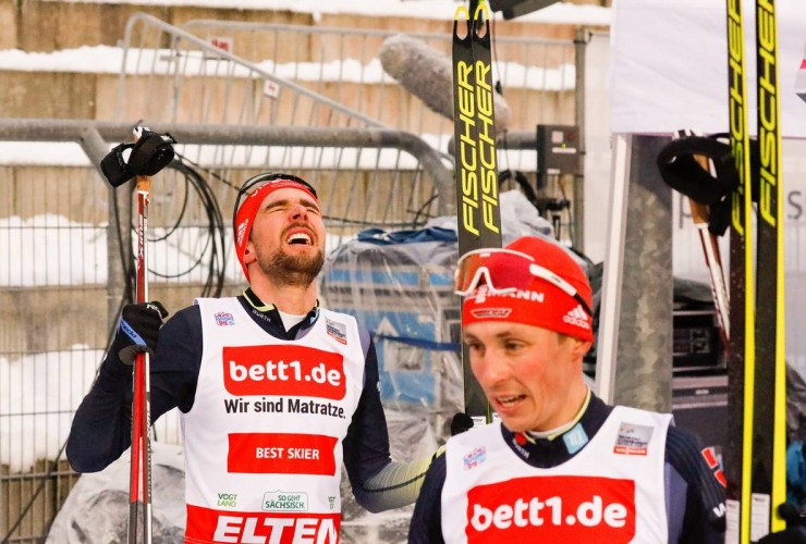 Freude und Erleichterung bei Johannes Rydzek über das gelungene Wochenende.