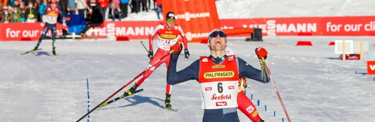 Strahlender Sieger: Vinzenz Geiger gewinnt zum ersten Mal in Seefeld.