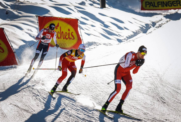 Jarl Magnus Riiber (NOR), Johannes Lamparter (AUT), Joergen Graabak (NOR), (l-r)