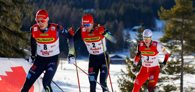 Eric Frenzel und Terence Weber (l-r, hier beim Weltcup in Seefeld mit Martin Fritz) wurden positiv getestet und fallen bis auf Weiteres aus.