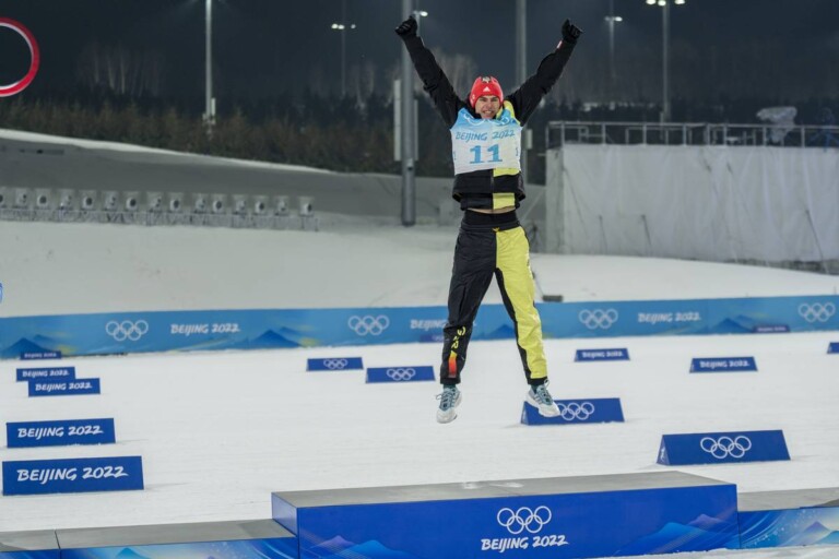 Noch genug Energie für den Freudensprung: Vinzenz Geiger