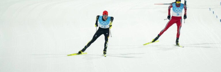 Der Zieleinlauf: Geiger und Graabak sind vorne, Greiderer kann als einziger dranbleiben.