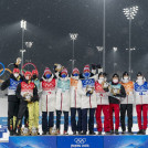 Glückliche Gesichter auf dem Podium